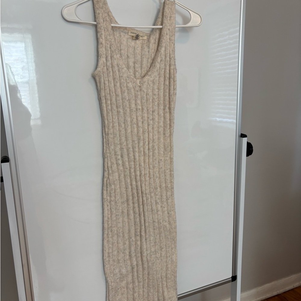 Tan dress from Happily Grey